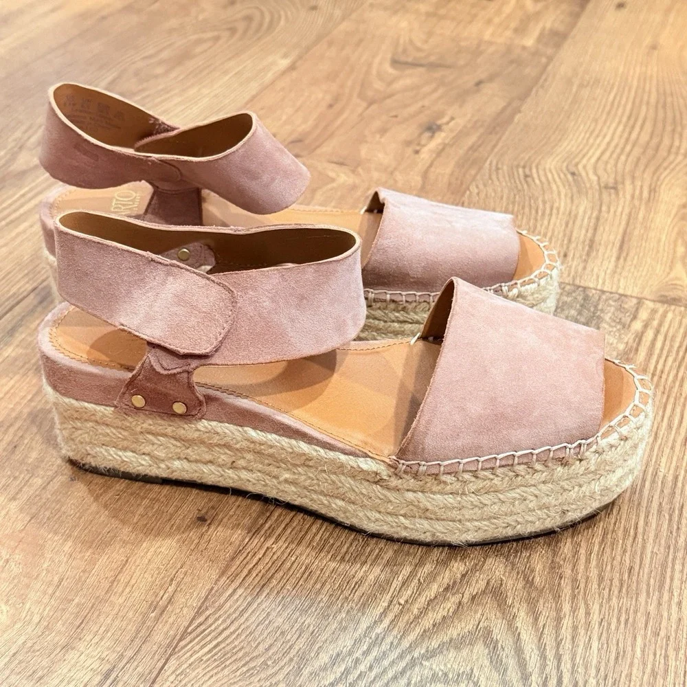 Franco Sarto Pellia Espadrille Wedge Sandals Mauve Suede Women's US 8.5 Pink